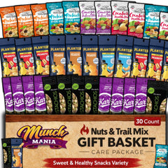 Munch Mania gift basket with trail mix snacks, ideal for gifting and office snacking.
