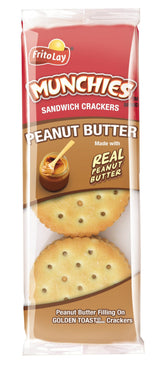 Munchies Peanut Butter on Toast Crackers with real filling, ideal for on-the-go snacking.