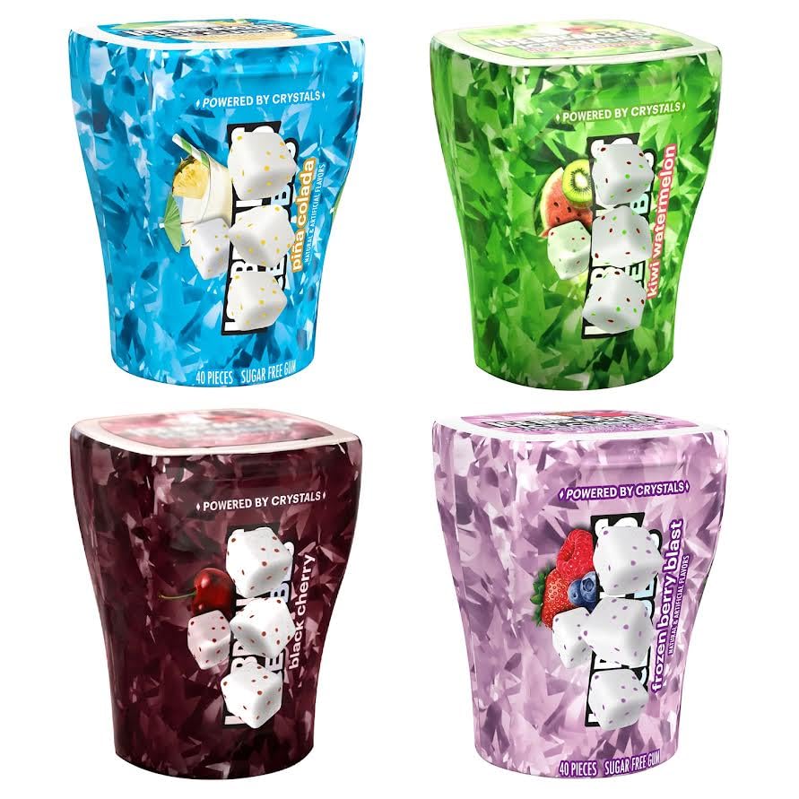 Munchique IceCube gum variety pack bottles for on-the-go breath freshness.