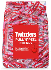 Munchique Pullin Peel Cherry Licorice Candy 36-count pack, individually wrapped for fresh, on-the-go snacking.