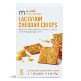 Munchkin Milkmakers Lactation Cheddar Crisps 6-count pack ready to snack on the go.