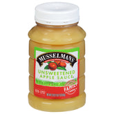 Musselmans Unsweetened Apple Sauce jar front, pure natural apples for snacking