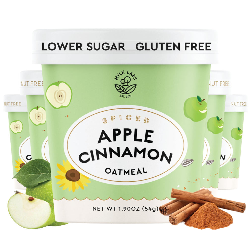 Mylk Labs Apple Cinnamon Oatmeal Cup with real fruit for a protein and fiber boost.