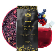 MyRoyalte Mountain Berry Pu-erh Tea package highlights premium gift-ready packaging.