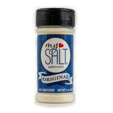 MySALT front bottle shows 0 mg sodium for a clean-label substitute.