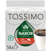 NABOB Tassimo 100% Colombian coffee discs with rich aroma for quick mornings