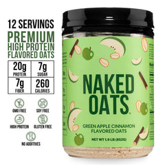NAKED Oats Apple Cinnamon with 20g whey protein for sustained energy.