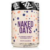 NAKED Oats Blueberry Cobbler packaging showcases gluten-free oats and protein power.