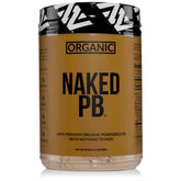 NAKED Organic Powdered Peanut Butter packaging highlights 100% peanut powder and US sourcing for clean nutrition.