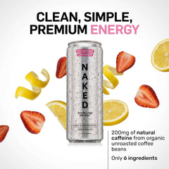 NAKED Sparkling Energy Drink lemon juice concentrate close-up highlights natural flavor