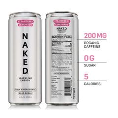 NAKED Sparkling Energy Drink organic caffeine pour showcases smooth lift without jitters