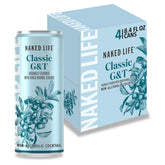Naked Life Classic G&T bottle closeup showcasing complex botanicals for a premium non-alcoholic experience.