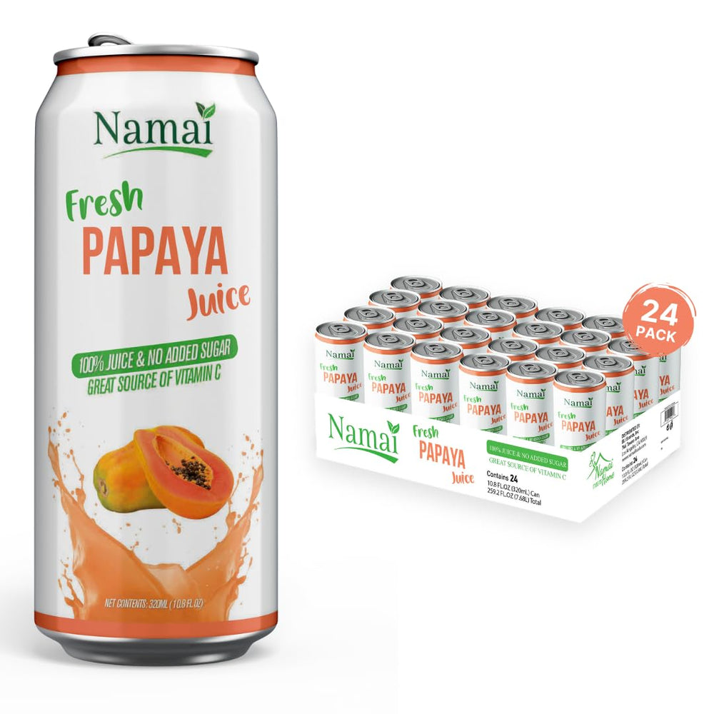 Namai Papaya Juice bottle view highlights pure fruit flavor for a clean energy lift.