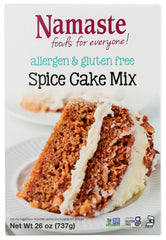 Namaste Foods gluten-free spice cake mix box front highlights allergen-free ingredients for safe celebration