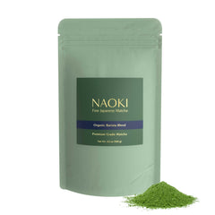 Naoki Matcha Barista Blend bottle with vibrant green powder for smooth lattes
