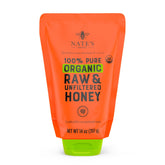 Nate's Honey organic no-drip squeeze pouch ready for mess-free sweetening