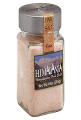 Natierra Himalania pink salt jar back view shows packaging and mineral-rich crystals for finishing dishes