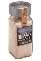 Natierra Himalania pink salt jar front label view shows fine granules for easy seasoning