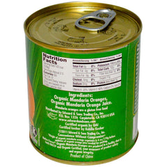 Native Forest Mandarin Oranges 10.75 oz jar back label shows USDA Organic and gluten-free credentials.