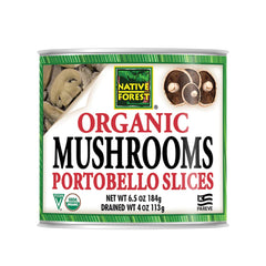 Native Forest Portobello Slices in a can, a convenient pantry staple for soups, sauces, and more.