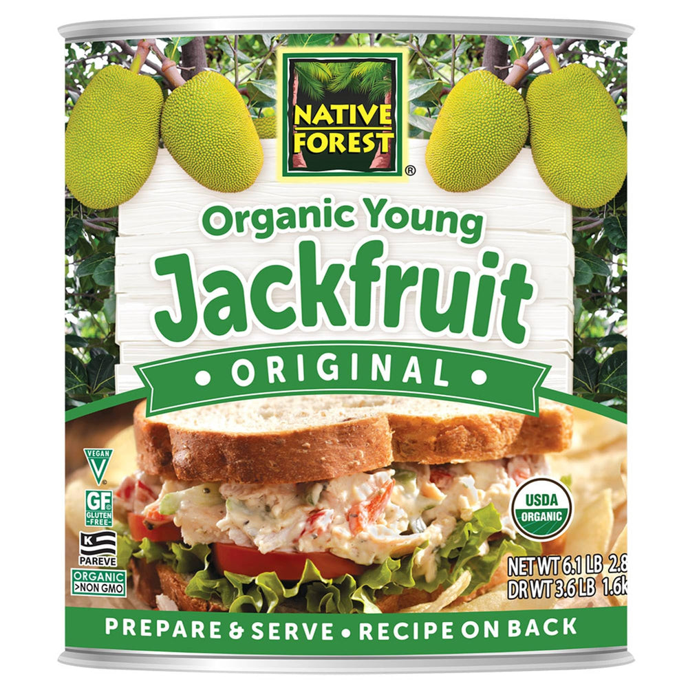 Native Forest Young Jackfruit pack closeup reveals versatile texture for plant-based meals.