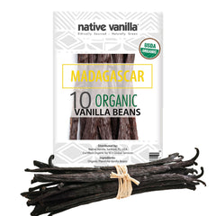 Native Vanilla organic Madagascar vanilla beans, plump and oily pods for premium flavor extraction.