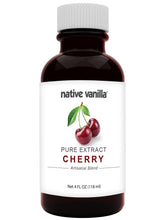 Native Vanilla Pure Cherry Extract 4oz bottle on shelf for baking flavor