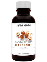 Native Vanilla hazelnut flavor bottle label highlighting premium aroma for desserts and beverages