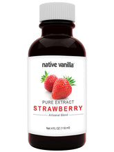 Native Vanilla Pure Strawberry Extract bottle front for dessert flavoring.