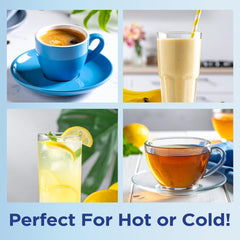 NatraTaste Blue packets work in hot or cold beverages.