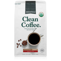Natural Force Organic Clean Coffee ground bag with rich aroma and toxin-free promise.