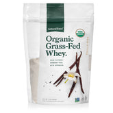 Natural Force grass-fed whey powder vanilla tub with real vanilla flavor for shakes