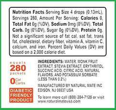 Natural Mate monk fruit liquid sweetener drops poured into coffee for flavor
