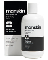 Natural Outcome Man Skin Toner bottle pour demonstrates instant hydration and pore refinement.