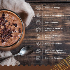 NaturaleBio cacao nibs pouring shot ready to mix into recipes.