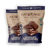 Naturanic dark chocolate bar with cupuacu filling and nuts, gourmet snack.