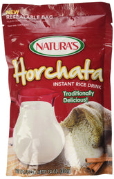 Naturas horchata drink mix in foil envelope packaging for easy storage and freshness.