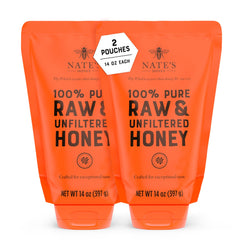 Nature Nate's honey bottle close-up showing purity and rich flavor for daily drizzle.