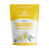 Nature Restore Organic Chamomile whole flowers for tea – aromatic infusion for calming evenings.