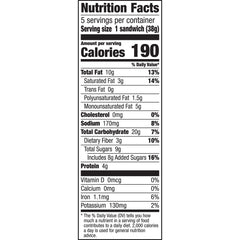Nature Valley Biscuit Sandwiches open pouch reveals creamy filling for a quick breakfast bite.