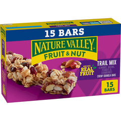 Nature Valley chewy fruit-nut bar with almonds and cranberries for on-the-go balance.