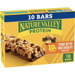 Nature Valley protein granola bars box front for on-the-go energy