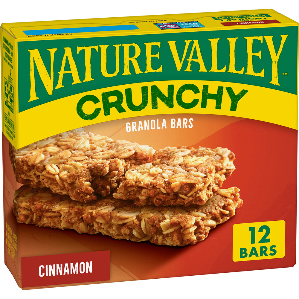 Nature Valley Cinnamon Crunchy Granola Bars box, ready-to-eat snack for on-the-go