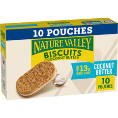 Nature Valley Coconut Butter Biscuit Sandwiches packaging, convenient on-the-go snack.