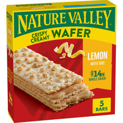 Nature Valley Crispy Creamy Lemon Wafer Bars packaging, ideal for on-the-go snacking.