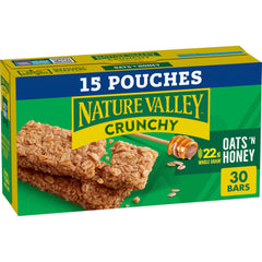 Nature Valley Oats 'n Honey granola bars box, convenient pantry snack.