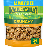Nature Valley Crunchy Oats and Honey granola pouch with crunchy clusters for on-the-go snacking.