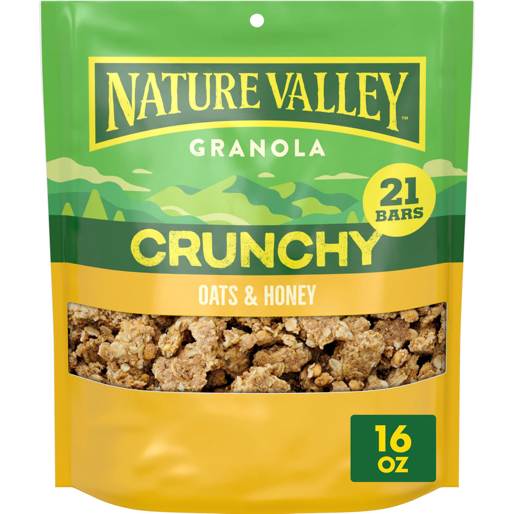 Nature Valley Oats and Honey granola bowl with yogurt and fruit for a quick breakfast.