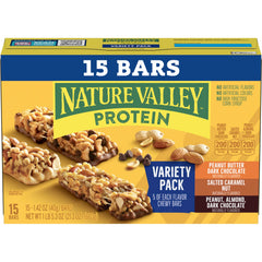 Nature Valley Peanut Butter Dark Chocolate bar close-up for a chewy gluten-free treat.