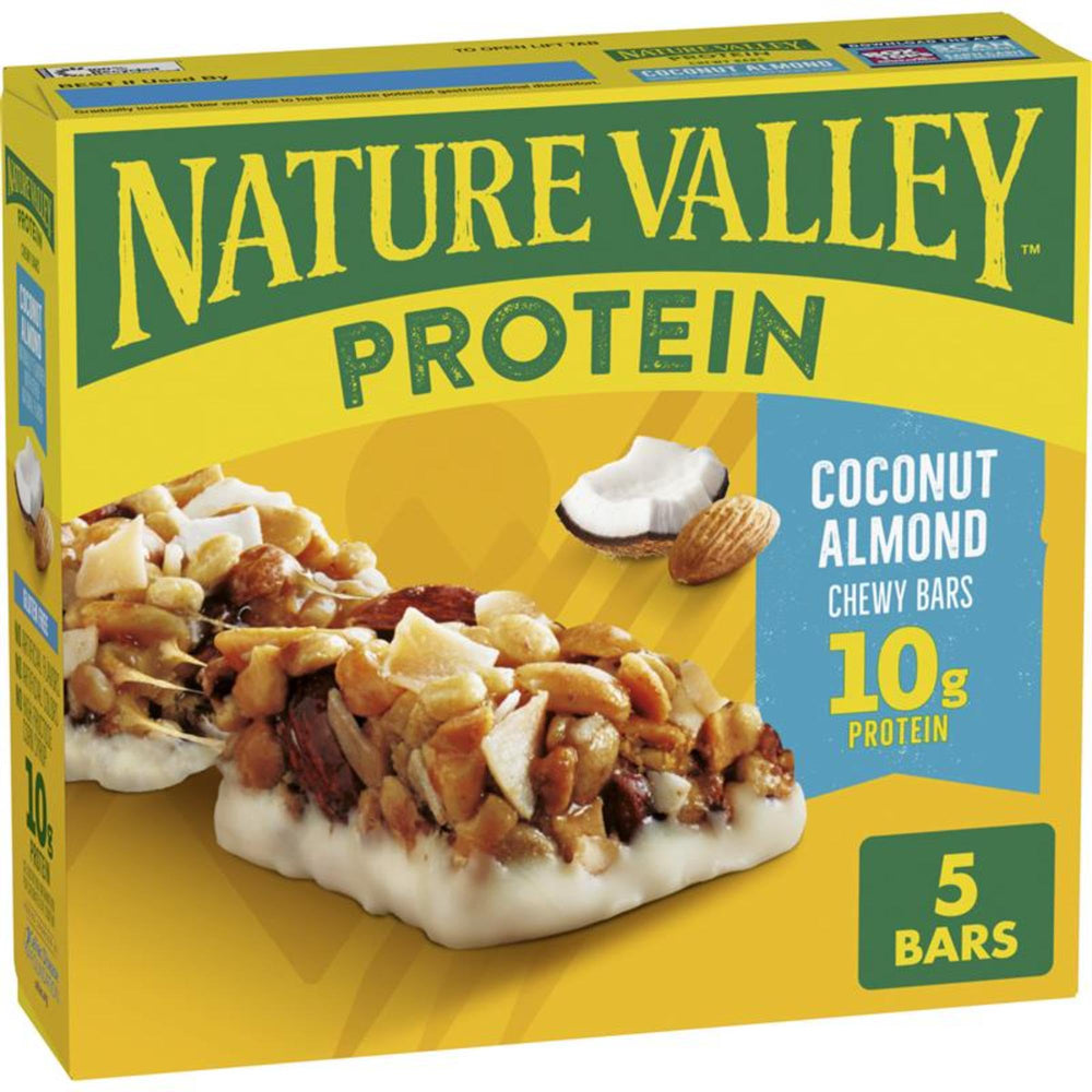 Nature Valley Protein Coconut Almond chewy bar pack for on-the-go energy and protein